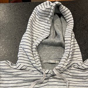 Vince Heather Gray Hoodie with Black Stripes